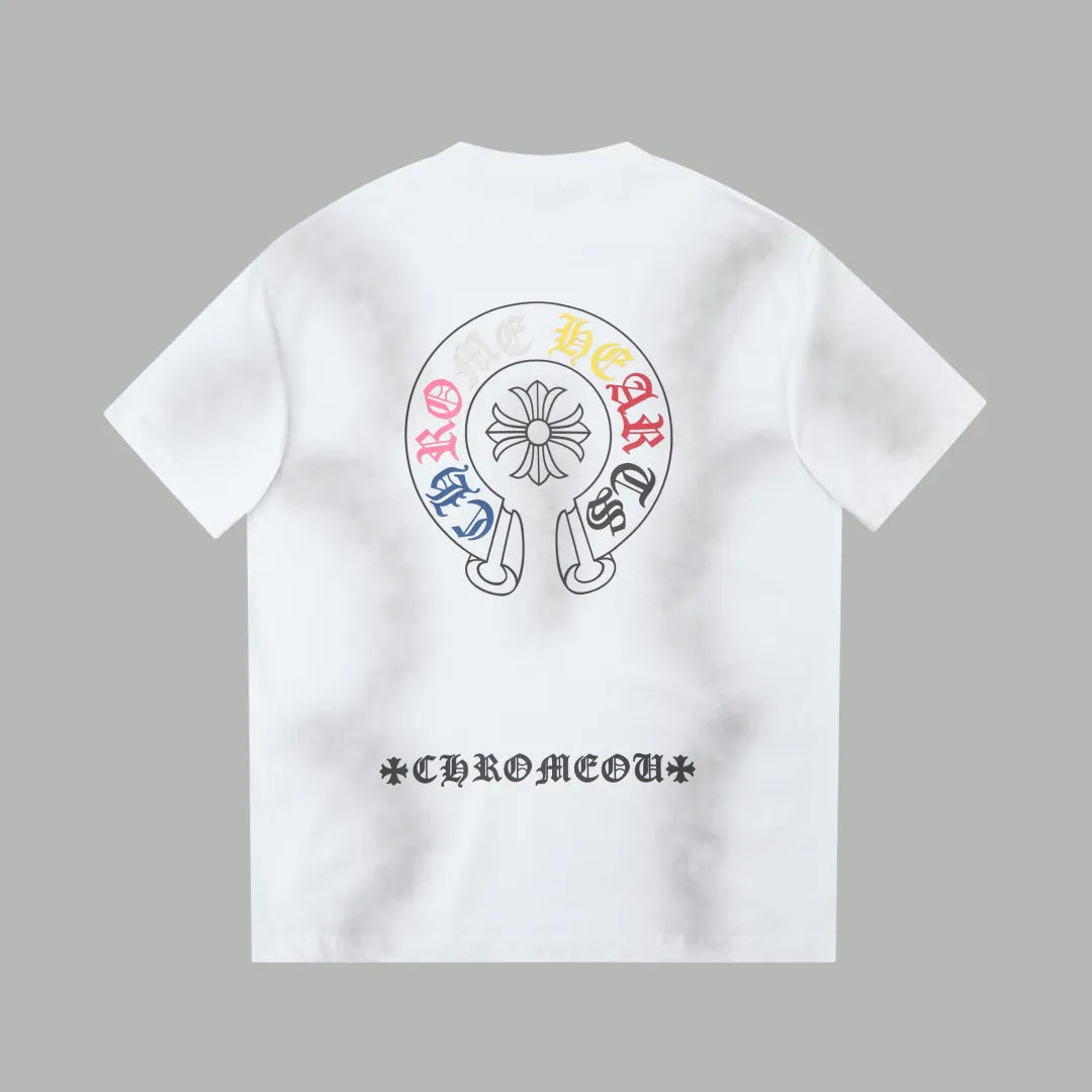 🅿️250 ✨CH✨🆕25SS spring and summer new style Croix heart✝frame letter distressed printed short sleeves Light luxury essential item for daily commuting for men and women Correct version Welcome to compare Detailed features · 280g 100% pure cotton double yarn jersey fabric · Custom dyed in the same vat, special thickened 32 count double-strand 1X1 thread · Colorful foaming. Ready-to-wear dyeing Then do the faded fried snowflake process, then wash it to make it look old. Common washing improves the effect · Double-needle stitching and cross-stitch process · Original main mark, washed tag, branded moisture-proof paper packaging Color: black/white/orange Size: S/M/L/XL